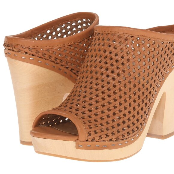 Dolce Vita New BROOKS Clog Woven Leather Platform Mules Shoe NIB Nude Tan Womens - Picture 2 of 16